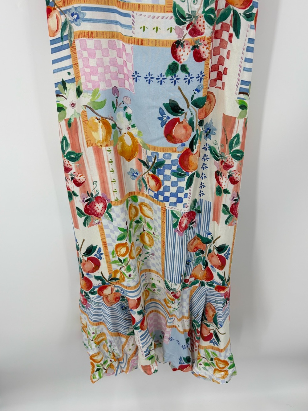 Paper Heart Fruit Patchwork Tie Back Maxi Dress Anthropologie L NWT Euro Summer - Picture 9 of 14